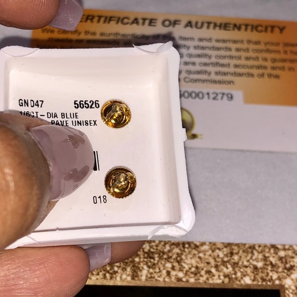 10k yellow gold vermeil REAL diamond custom designed lite earrings, best gift - Picture 5 of 7